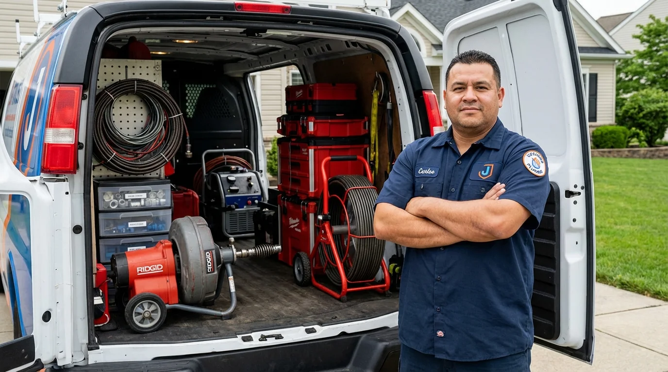 Professional drain cleaning equipment and Johns Plumbing LLC plumber in Port Barre